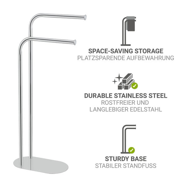 Stojan na uteráky z nehrdzavejúcej ocele v lesklej striebornej farbe Levante – Wenko-image-2