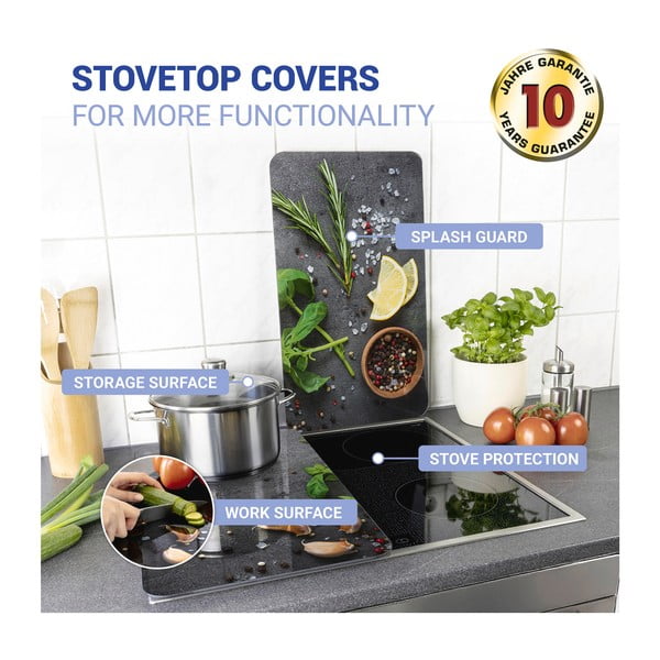 Súprava 2 sivých sklenených krytov na sporák Wenko Universal Herbs-image-4