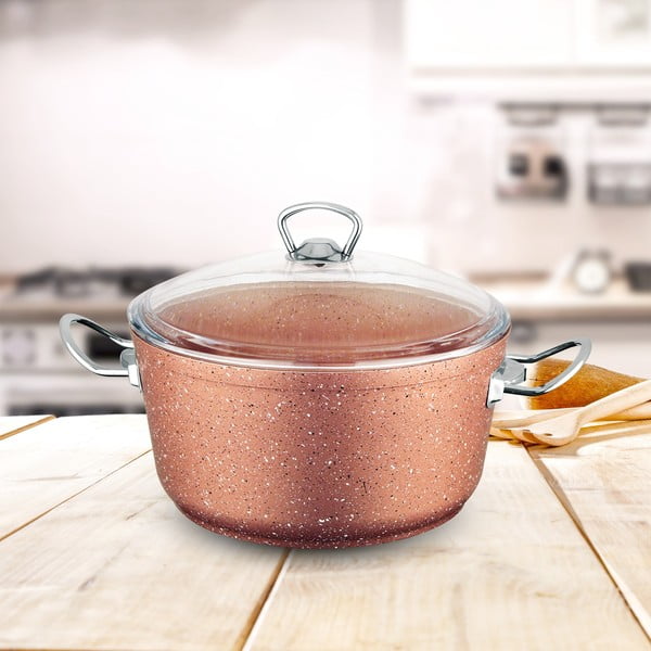 Ružový hliníkový hrniec s pokrievkou Güral Porselen Classic, ø 26 cm-image-1