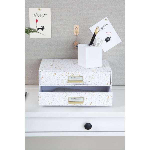 Zásuvkový box s 2 zásuvkami v zlato-bielej farbe Bigso Box of Sweden Birger-image-1