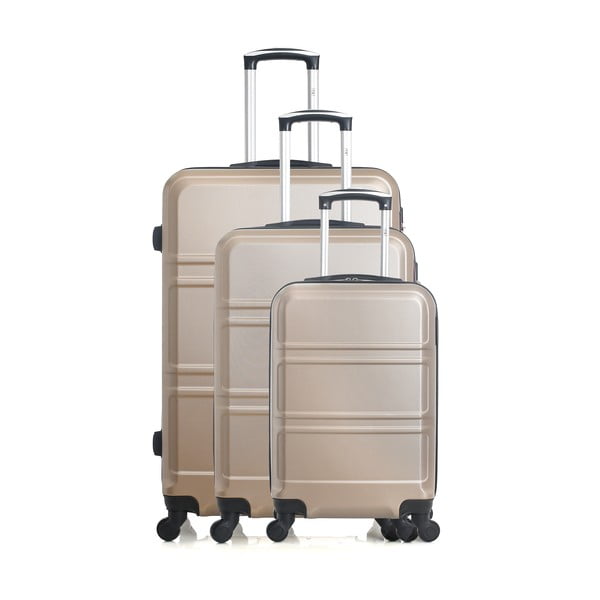 Sada 3 krémovobielych cestovných kufrov na kolieskach Hero Utah