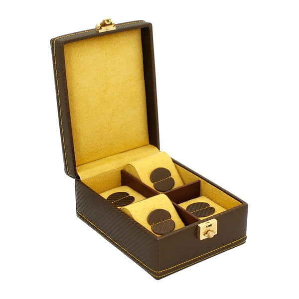 Hnedý box na 4 hodinky Firedrich Lederwaren Honey
