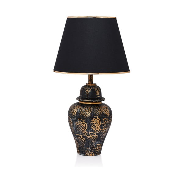 Čierna stolová lampa s textilným tienidlom (výška  54 cm) Derin – Opviq lights
