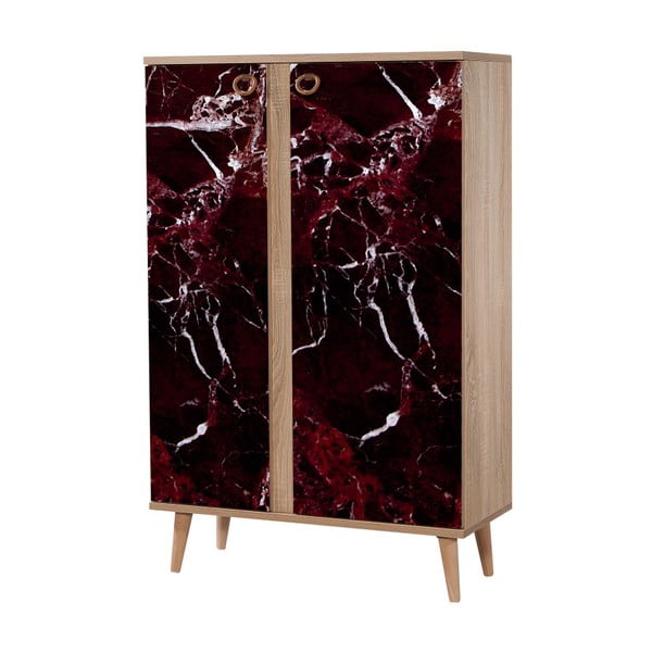 Variabilná dvojdverová komoda Newbox Red Marble, 126 × 80 cm
