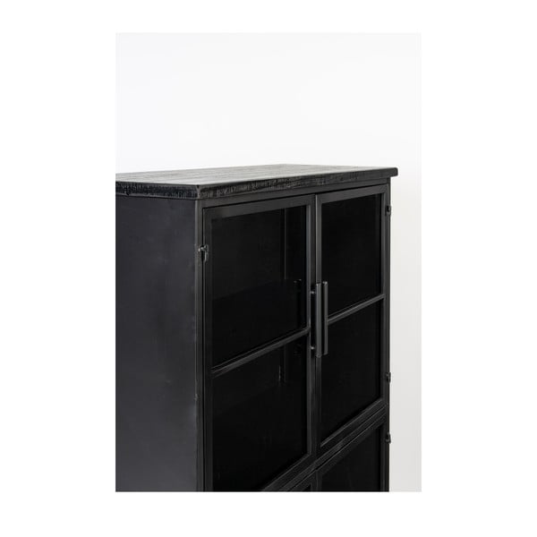 Čierna kovová vitrína 35x133 cm Ferre – White Label-image-3