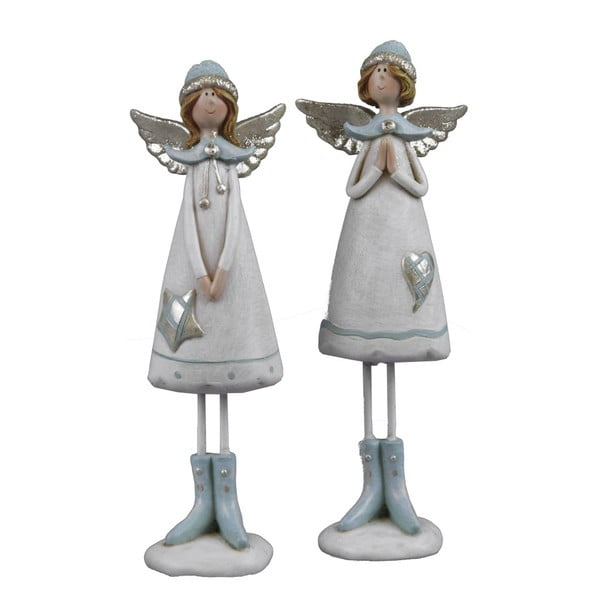 Sada 2 dekoratívnych anjelikov v čiapkach Ego dekor Winter, výška 18 cm