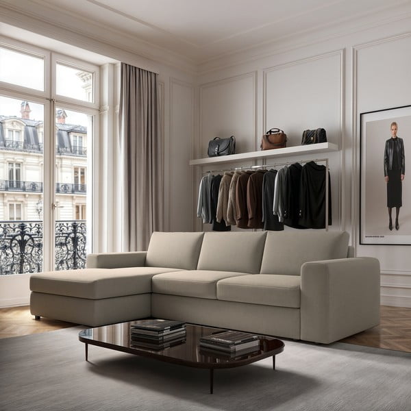 Béžová rohová pohovka (ľavý roh/s leňoškou) Baga – Rodier-image-1