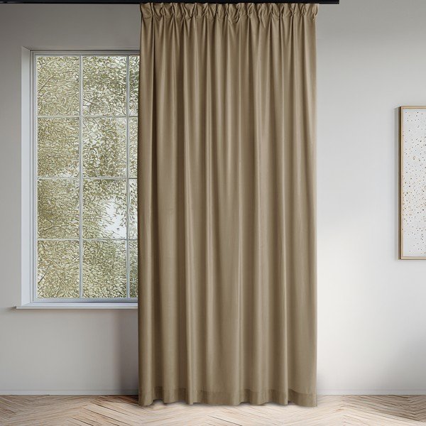 Béžový zamatový dimout záves 265x175 cm Velto – Filumi-image-1