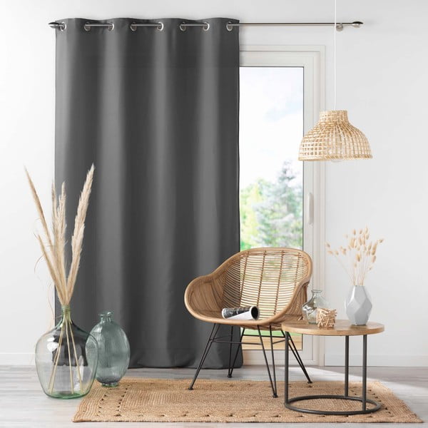 Antracitový záves z mikrovlákna 140x280 cm Absolu – douceur d'intérieur-image-3