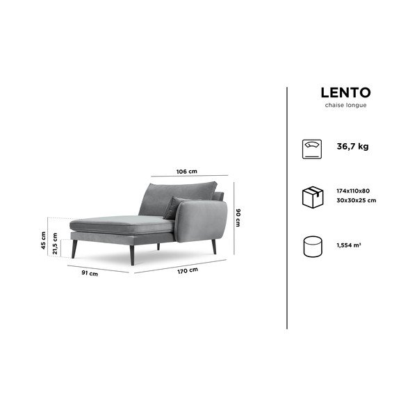 Žltá zamatová leňoška s čiernymi nohami Kooko Home Lento, pravý roh-image-4