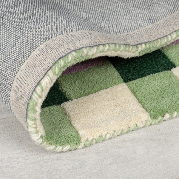 Zeleno-fialový ručne tkaný vlnený koberec 200x290 cm Kai Wool Border - Flair Rugs-image-3