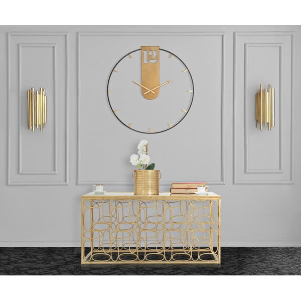 Čierne nástenné hodiny s detailmi v zlatej farbe Mauro Ferretti Goldy, ø 60 cm-image-1