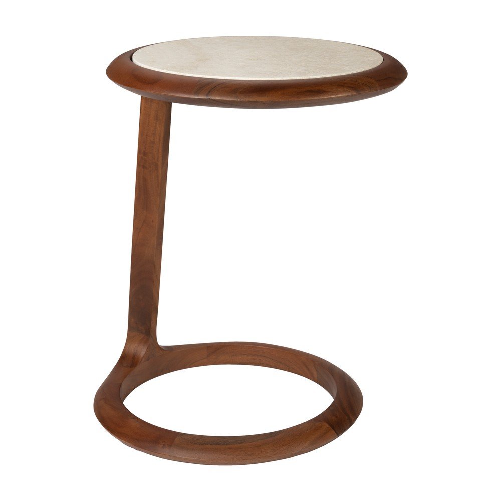 E-shop Okrúhly odkladací stolík s doskou z kameňa 41x45 cm Doppio – Zuiver