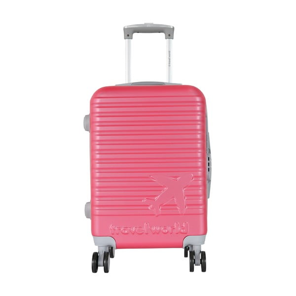 Ružová palubná batožina na kolieskách Travel World Aiport, 44 l