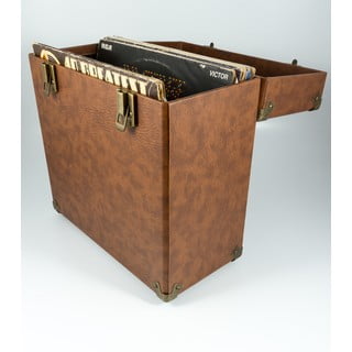Hnedý kufrík na vinylové dosky GPO Vinyl Case