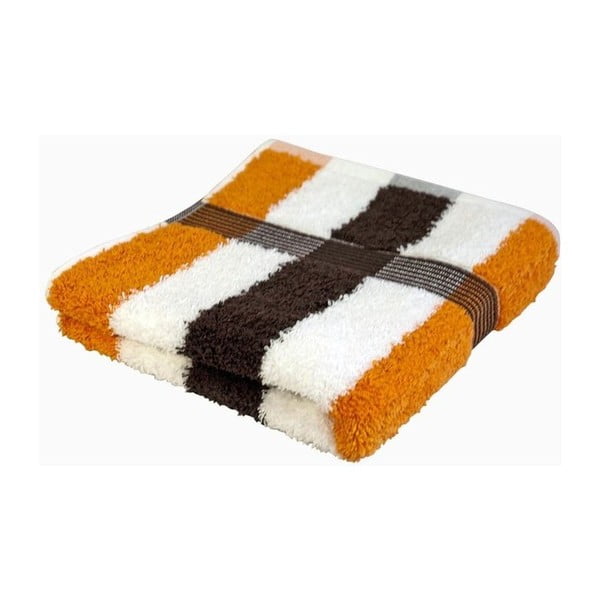 Osuška New York Strips Orange/White/Brown, 70x140 cm