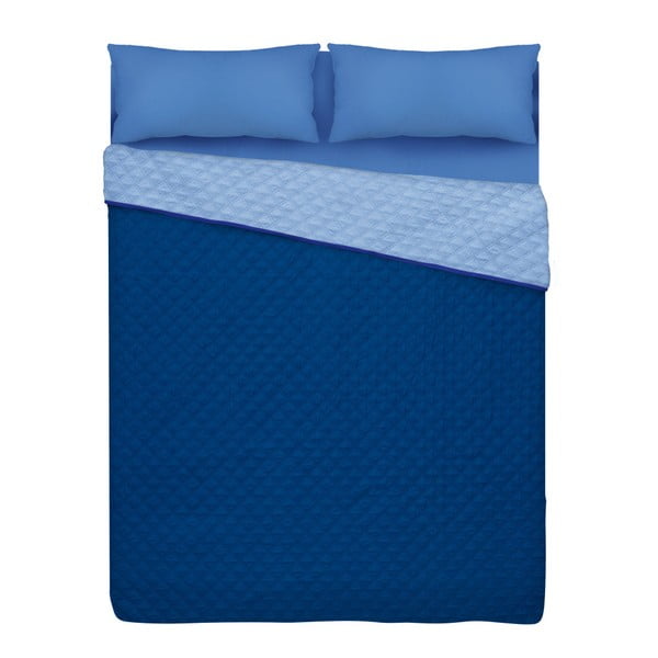 Modrá prikrývka cez posteľ Unimasa Bout, 250 x 260 cm