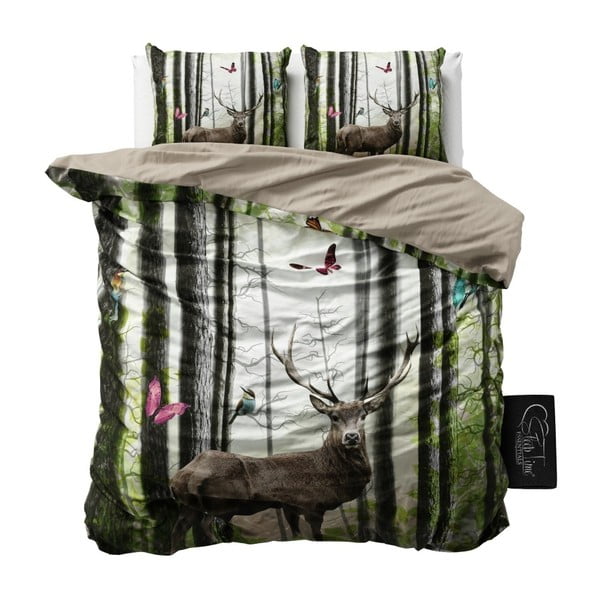 Obliečky z mikroperkálu Sleeptime Deer Forest, 200 x 220 cm