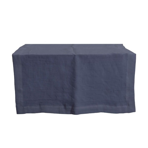 Modrý obrus z bavlny a ľanu Tierra Bella Pure Menorca, 45 x 135 cm