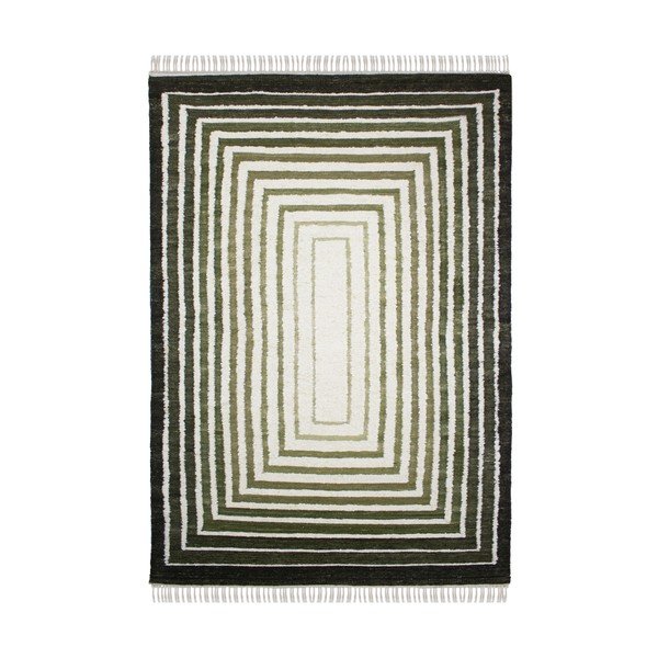 Zelený ručne tkaný koberec s prímesou vlny 140x200 cm Boucle Frame – Flair Rugs