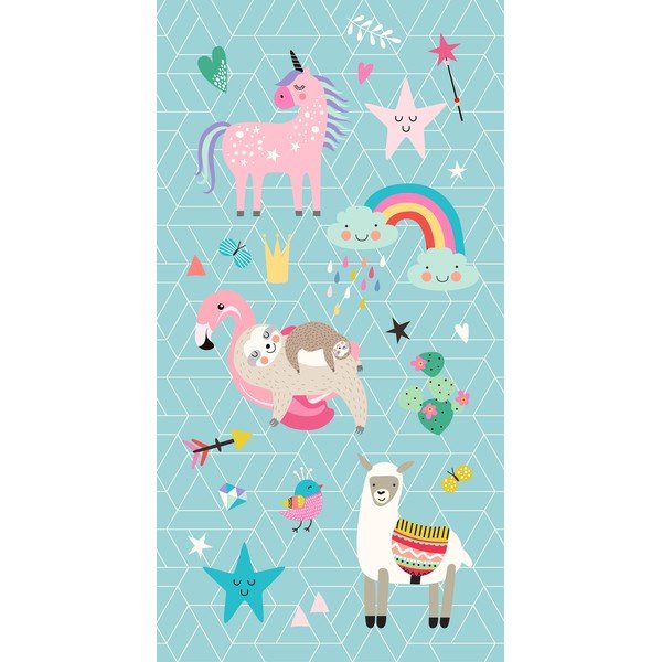 Modrá detská zamatová plážová osuška 75x150 cm Moody – Good Morning