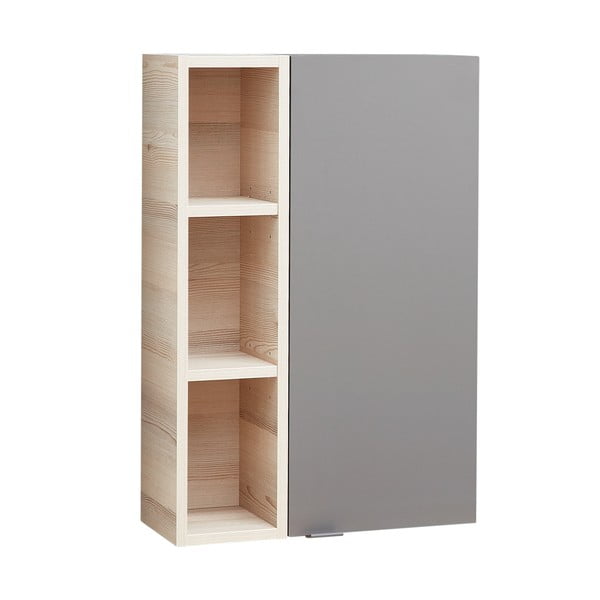 Sivá/v prírodnej farbe závesná kúpeľňová skrinka v dekore borovice 70x45 cm Quickset 394 – Pelipal