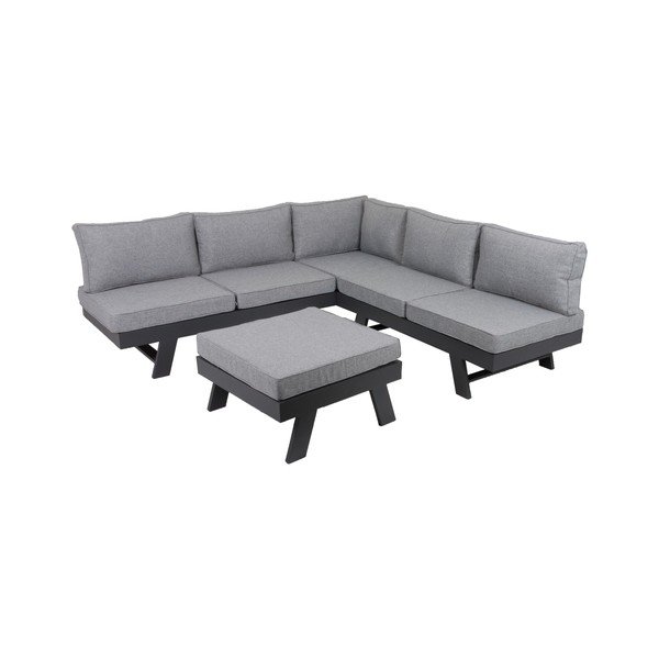 Sivá hliníková záhradná lounge súprava pre 4 osoby Donna – Garden Pleasure