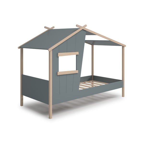 Domčeková detská posteľ sivozelená z borovicového dreva s roštom 90x190 cm Luba – Marckeric-image-2