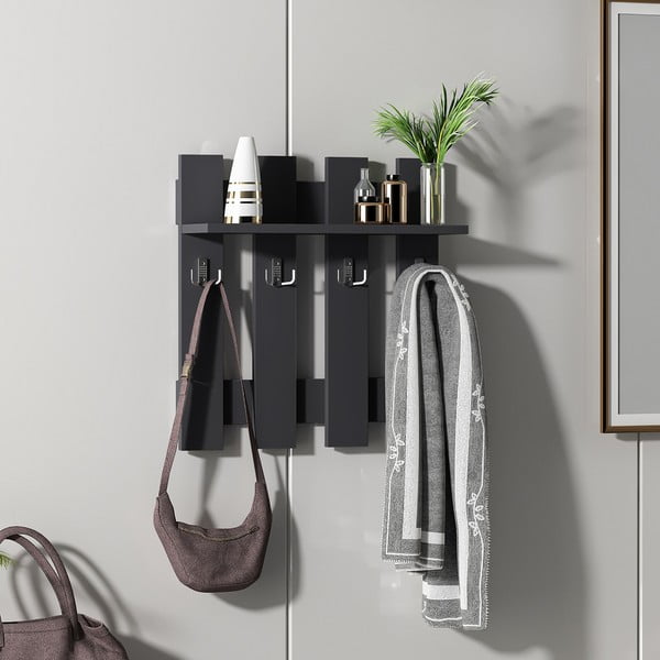 Čierny nástenný vešiak Utica - Kalune Design-image-4