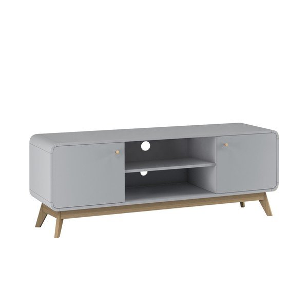 Sivý TV stolík 140x53 cm Caitlin – Støraa-image-2
