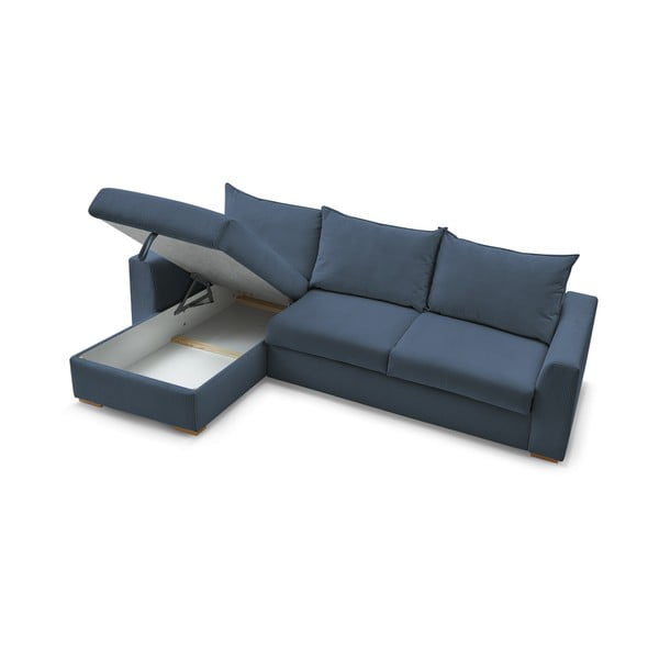 Tmavomodrá menčestrová rozkladacia rohová pohovka (variabilná) Augustin – Bobochic Paris-image-4