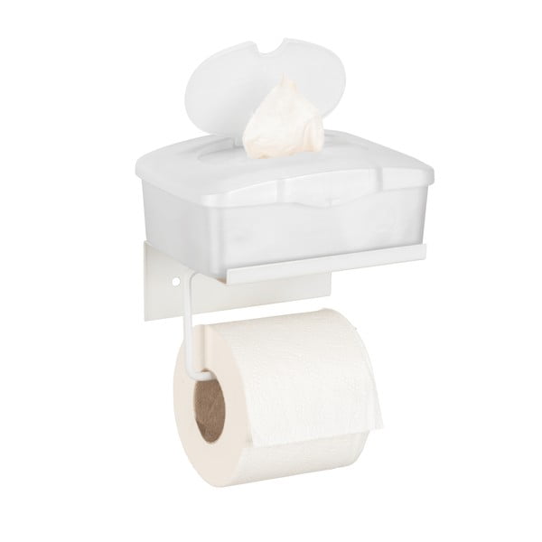 Biely samodržiaci kovový držiak na toaletný papier s poličkou Desulo – Wenko-image-3
