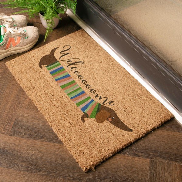 Rohožka z kokosového vlákna 40x60 cm Welcome Sausage Dog – Artsy Doormats-image-1