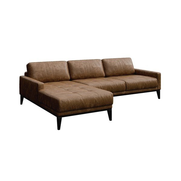 Koňakovohnedá kožená rohová pohovka MESONICA Musso Tufted, ľavý roh-image-2