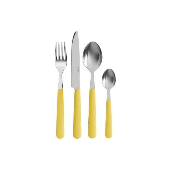 Žltý 24-dielny príborový set Kaleidos Cutlery
