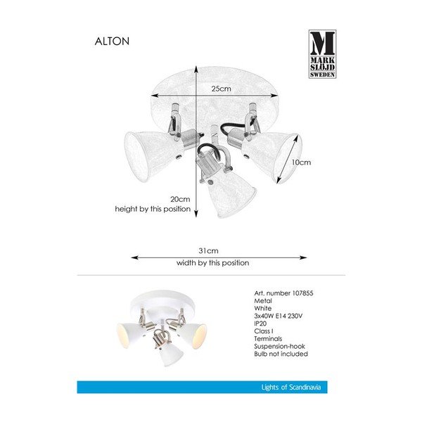 Biele stropné svietidlo Markslöjd Alton Ceiling 3L-image-1