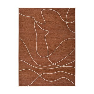 Tmavooranžový vonkajší koberec s prímesou bavlny Universal Doodle, 154 x 230 cm