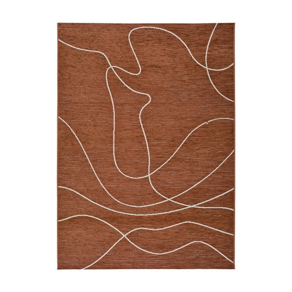 Tmavooranžový vonkajší koberec s prímesou bavlny Universal Doodle, 57 x 110 cm