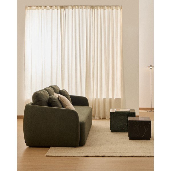 Tmavozelená ženilková rozkladacia pohovka 218 cm Laira – Kave Home-image-1