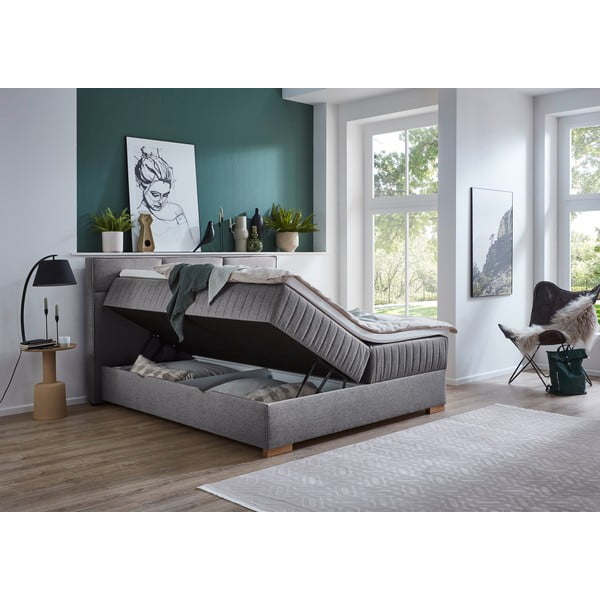 Sivá boxspring posteľ s úložným priestorom 160x200 cm Tambo – Meise Möbel-image-4