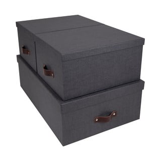 Súprava 3 čiernych úložných škatúľ Bigso Box of Sweden Inge