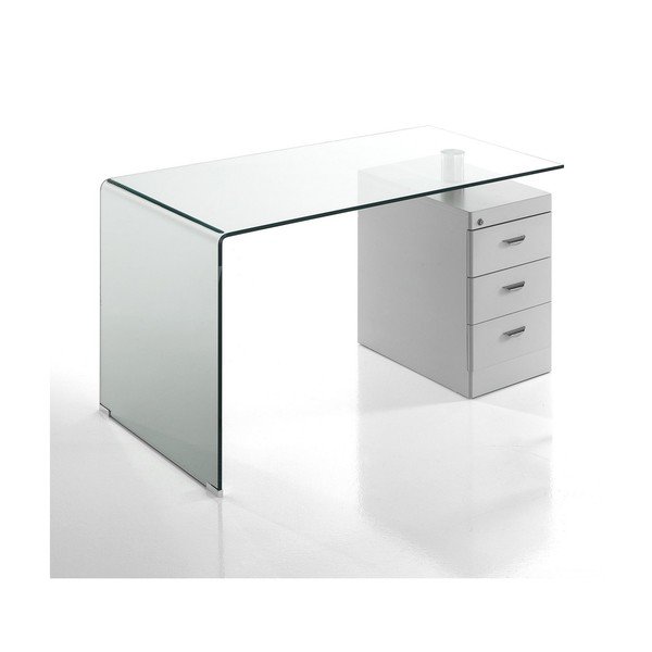 Pracovný stôl so sklenenou doskou 65x125 cm Bow – Tomasucci-image-3