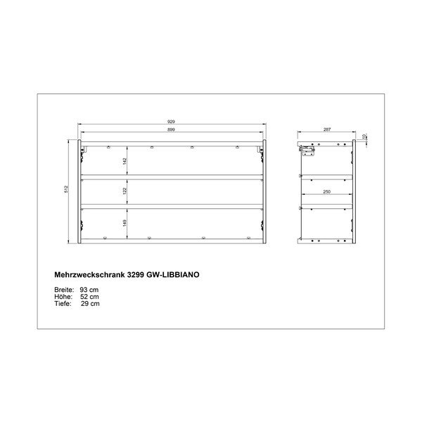 Krémovobiela závesná skrinka v dekore duba 93x52x29 cm Libbiano – Germania-image-4