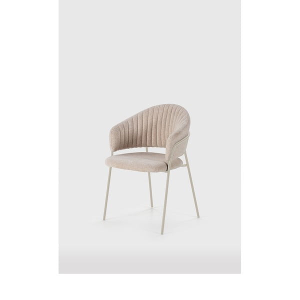 Béžové čalúnené jedálenské kreslá v súprave s podrúčkami 2 ks Leticia – Marckeric-image-1