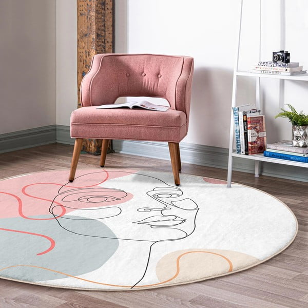 Biely prateľný okrúhly koberec vhodný pre robotické vysávače ø 120 cm Comfort – Mila Home-image-4