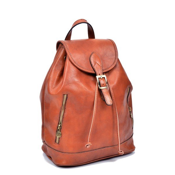 Koňakovohnedý kožený batoh Sofia Cardoni Cindy-image-2