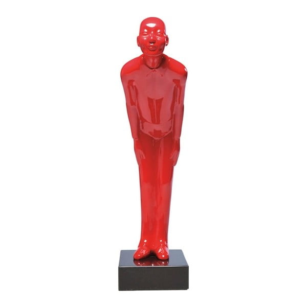 Červená dekoratívna soška s mramorovým podstavcom Kare Design Welcome, 20 × 13 cm