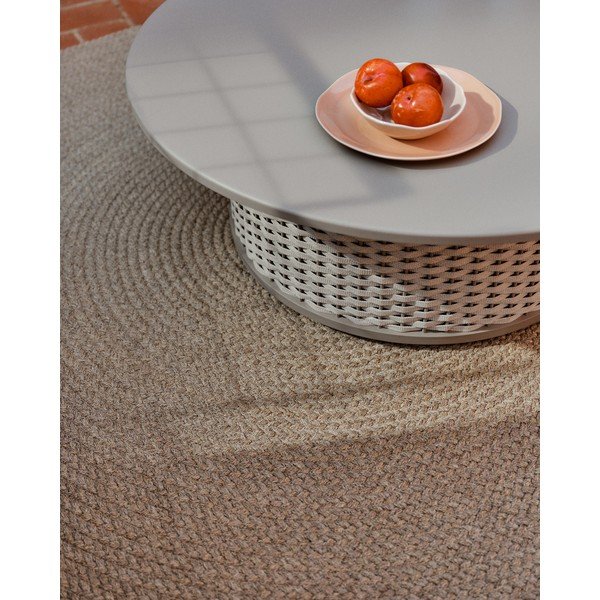 Béžový okrúhly vnútorný a vonkajší koberec z recyklovaných vlákien ø 150 cm Despas – Kave Home-image-2