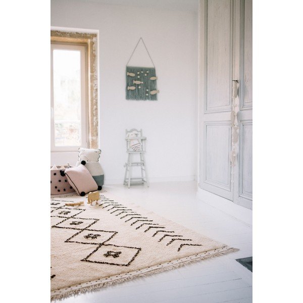 Krémový prateľný ručne tkaný bavlnený koberec 170x240 cm Bereber Rhombs – Lorena Canals-image-3