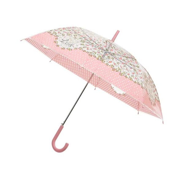 Transparentný tyčový dáždnik Ambiance Pink Flowers, ⌀ 103 cm
